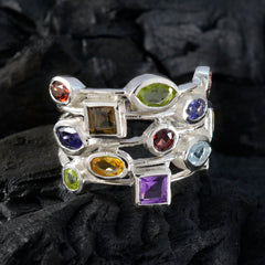 Aisha Multicolor Gemstone Cocktail Ring in Silver