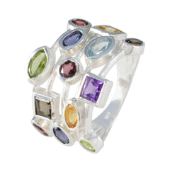 Aisha Multicolor Gemstone Cocktail Ring in Silver