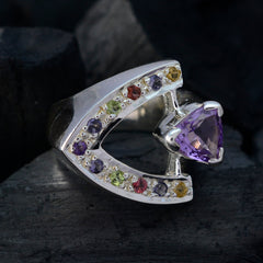 Alice Multicolor Gemstone Halo Ring with Purple Gem