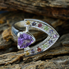 Alice Multicolor Gemstone Halo Ring with Purple Gem