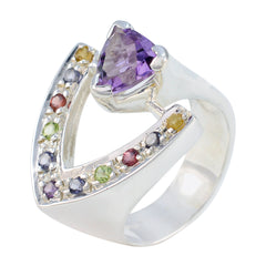 Alice Multicolor Gemstone Halo Ring with Purple Gem