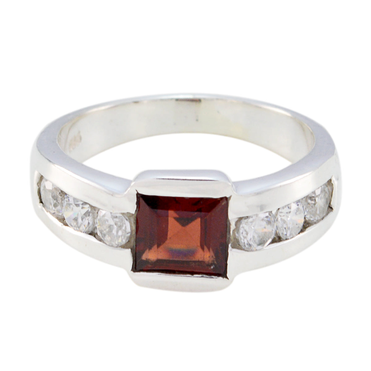 Isabella Multicolor Gemstone Halo Ring with Silver Band Multi Stone Multicolor