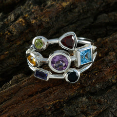 Siti multicolor gemstone hepta ring with seven vibrant gemstones set in silver band