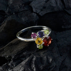 Min-seo multicolor gemstone ring for women with vibrant red yellow purple and green stones