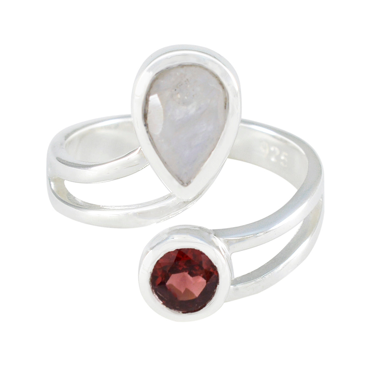 Isabel multicolor gemstone toi et moi ring with pear-shaped and round stones in silver band