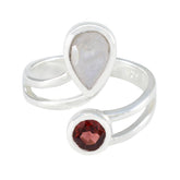 Isabel multicolor gemstone toi et moi ring with pear-shaped and round stones in silver band