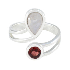 Isabel multicolor gemstone toi et moi ring with pear-shaped and round stones in silver band