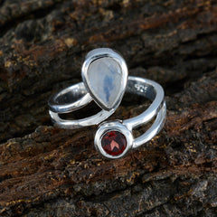 Isabel multicolor gemstone toi et moi ring featuring pear-shaped and round stones in silver setting