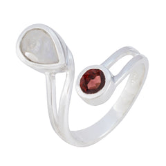 Isabel multicolor gemstone toi et moi ring with pear-shaped and round gemstones in silver setting