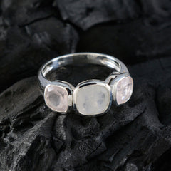 Ines multicolor gemstone trilogy ring with three polished stones set in silver band