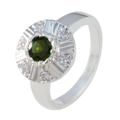 Meera Multicolor Halo Ring with Green Gemstone Accent