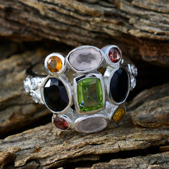 Laura multicolor navratna cocktail ring with various colored gemstones set in silver