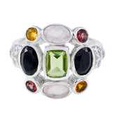 Laura multicolor navratna cocktail ring with vibrant assorted gemstones set in silver band