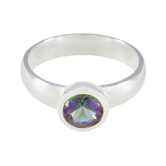 Greta Multicolor Solitaire Ring with Gemstone Accent Mystic Quartz Multicolor
