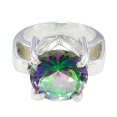 Ava Multicolor Solitaire Ring with Silver Band