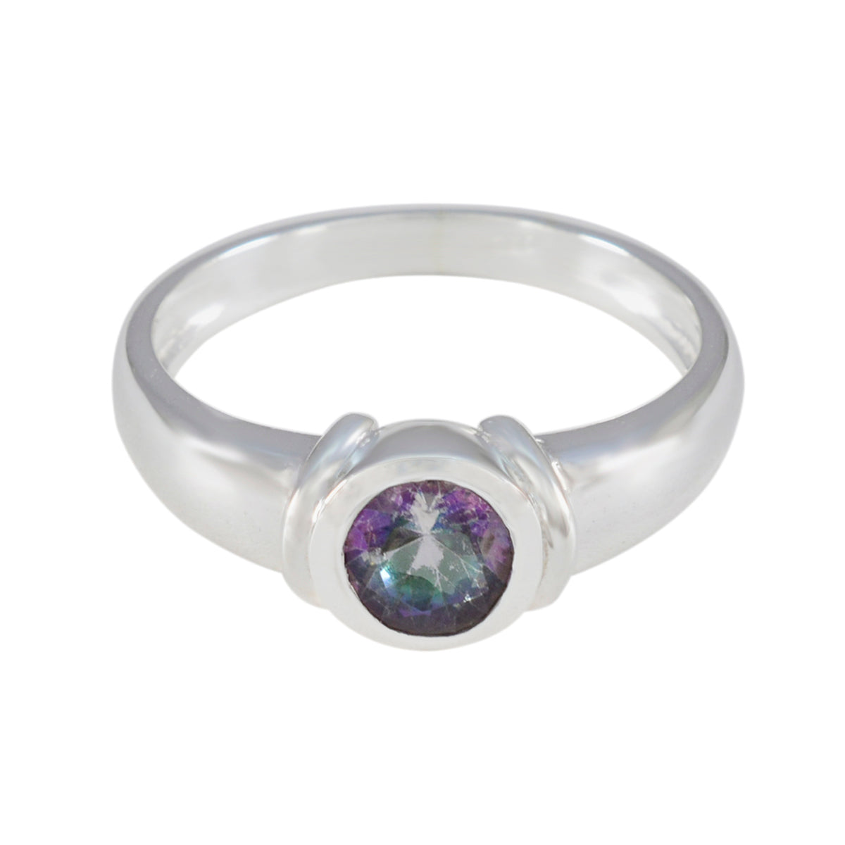 Rosa Multicolor Solitaire Ring Sterling Silver Band Mystic Quartz Multicolor