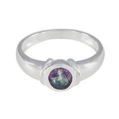 Rosa Multicolor Solitaire Ring Sterling Silver Band Mystic Quartz Multicolor