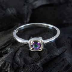 Hana Multicolor Solitaire Ring with Silver Band