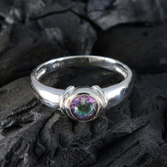 Rosa Multicolor Solitaire Ring Sterling Silver Band