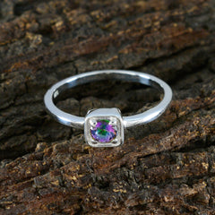 Hana Multicolor Solitaire Ring with Silver Band