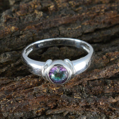 Rosa Multicolor Solitaire Ring Sterling Silver Band