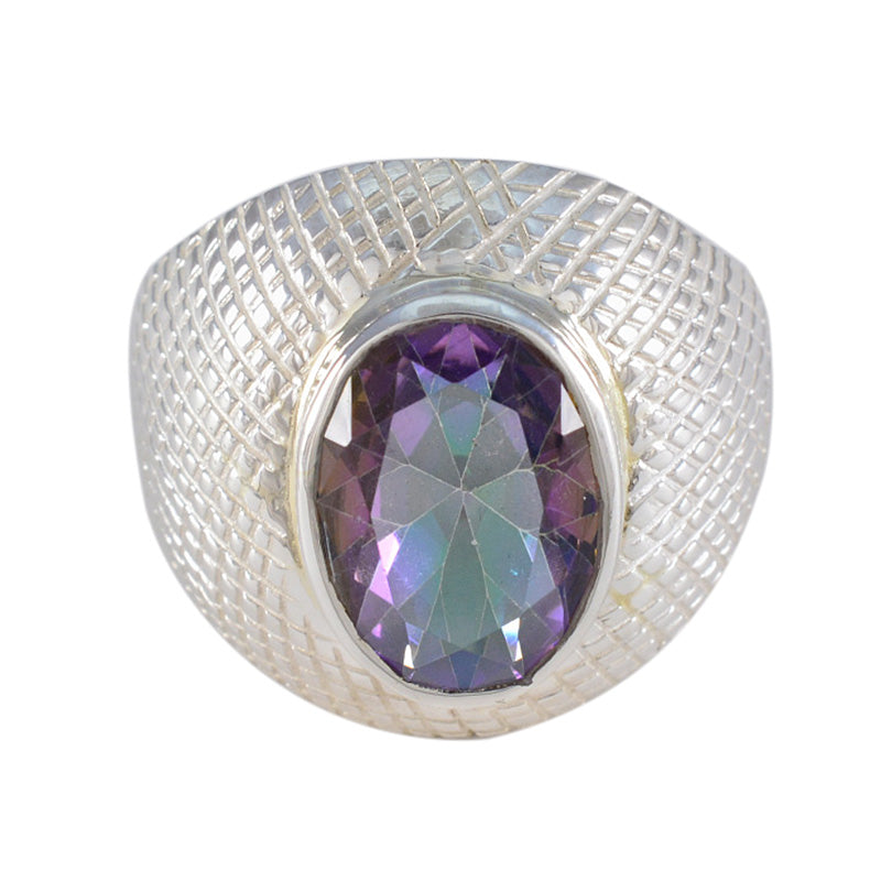 Ava Multicolor Solitaire Ring with Gemstone Accent Mystic Quartz Multicolor