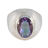 Ava Multicolor Solitaire Ring with Gemstone Accent Mystic Quartz Multicolor