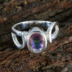 Riley Multicolor Solitaire Ring with Unique Silver Design