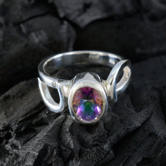 Riley Multicolor Solitaire Ring with Unique Silver Design