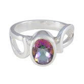 Riley Multicolor Solitaire Ring with Unique Silver Design Mystic Quartz Multicolor
