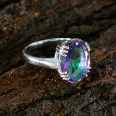 Maria Multicolor Solitaire Ring with Oval Gemstone