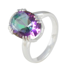 Maria Multicolor Solitaire Ring with Oval Gemstone