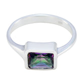 Isla Multicolor Solitaire Ring with Silver Band Mystic Quartz Multicolor