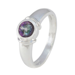 Rosa Multicolor Solitaire Ring Sterling Silver Band