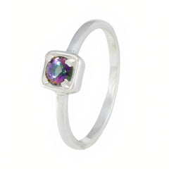Hana Multicolor Solitaire Ring with Silver Band