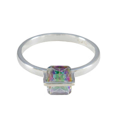Ayaka Multicolor Solitaire Ring with Unique Gemstone Mystic Quartz Multicolor