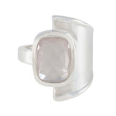 Hazel Pink Solitaire Ring with Unique Silver Design Rose Quartz Pink