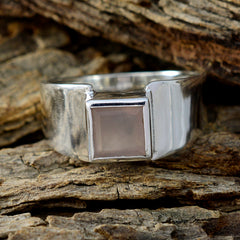 Bruna Pink Solitaire Ring for Women in Sterling Silver