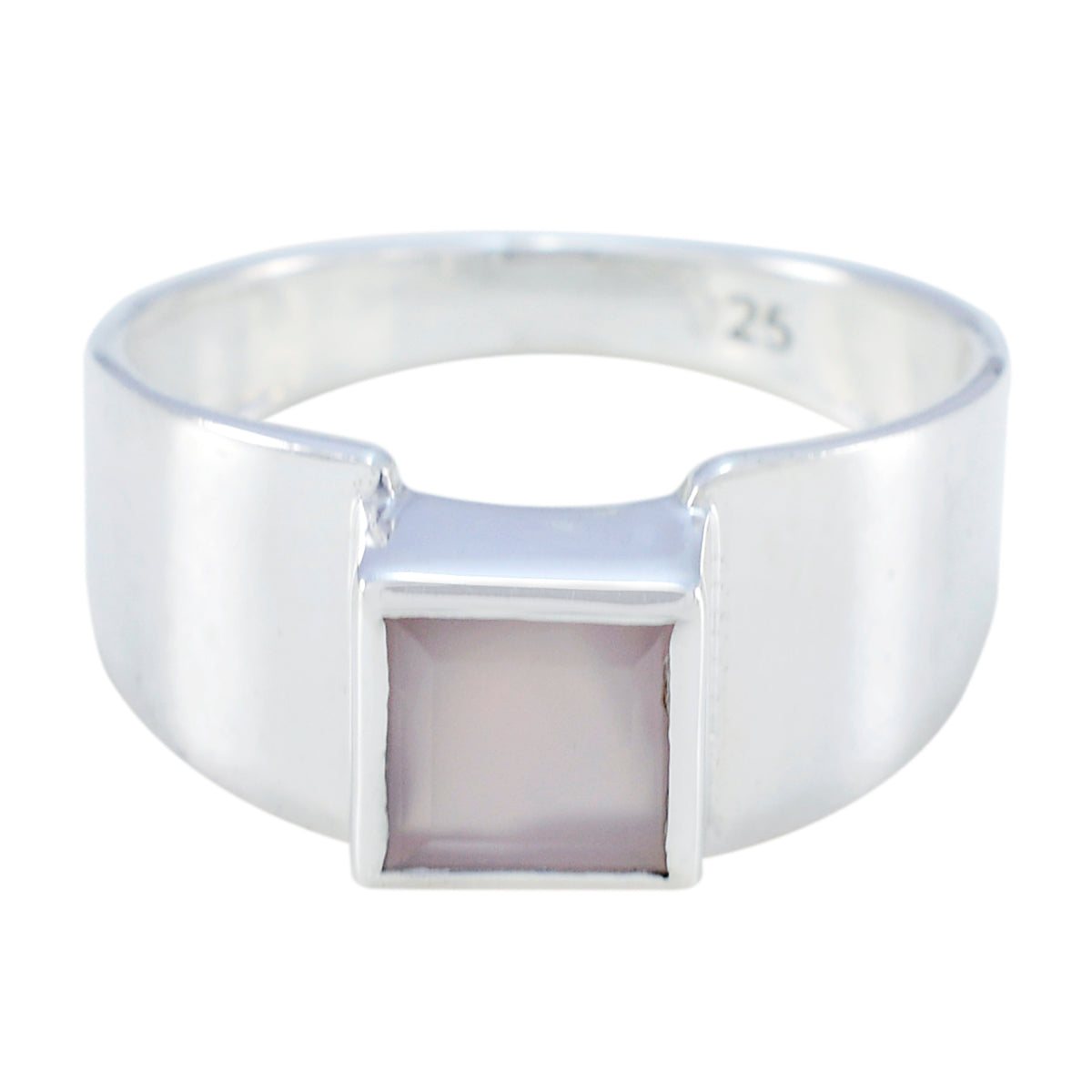 Bruna Pink Solitaire Ring for Women in Sterling Silver Rose Quartz Pink