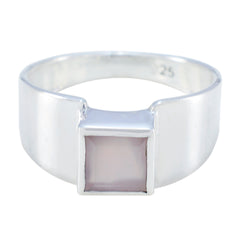 Bruna Pink Solitaire Ring for Women in Sterling Silver Rose Quartz Pink