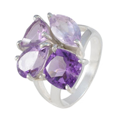 Saanvi sterling silver purple cocktail ring for women with clustered faceted amethyst gemstones