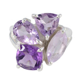 Saanvi silver statement purple cocktail ring for women with clustered amethyst stones