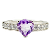 Ida Purple Gemstone Halo Ring with Diamond Accents Amethyst Purple