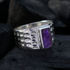 Isabelle Purple Gemstone Solitaire Ring in Sterling Silver