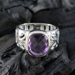 Tereza Purple Solitaire Gemstone Ring in Sterling Silver