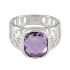 Tereza Purple Solitaire Gemstone Ring in Sterling Silver Amethyst Purple