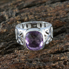 Tereza Purple Solitaire Gemstone Ring in Sterling Silver