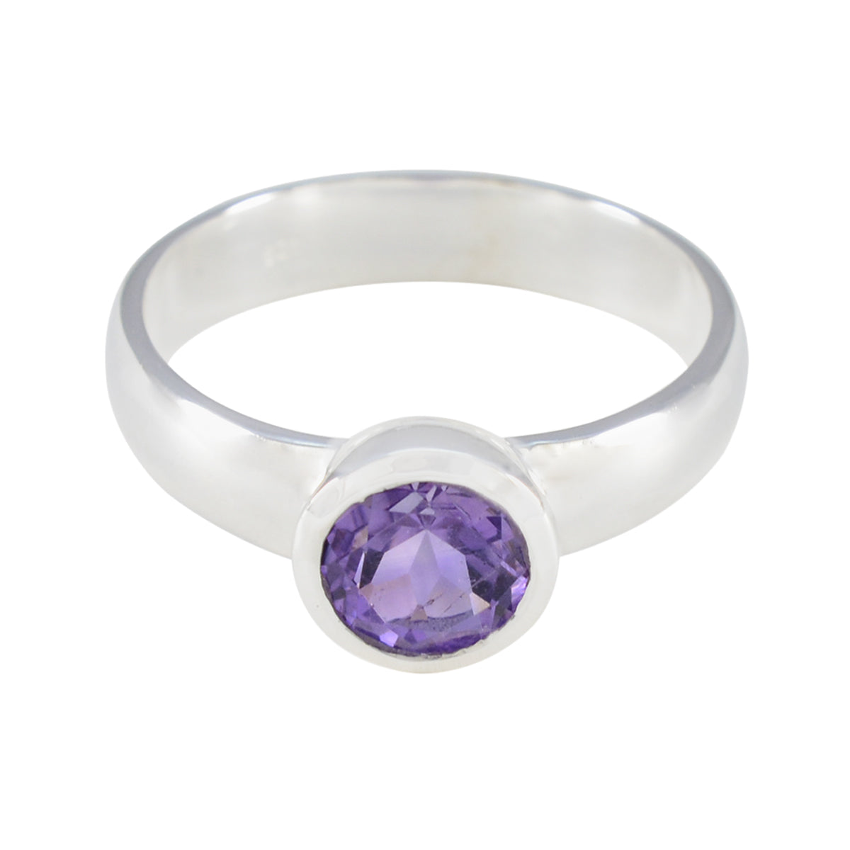 Grace Purple Solitaire Ring with Sterling Silver Amethyst Purple