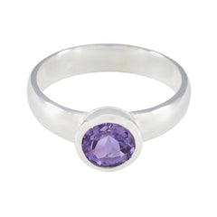 Grace Purple Solitaire Ring with Sterling Silver Amethyst Purple