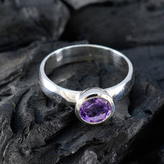 Grace Purple Solitaire Ring with Sterling Silver